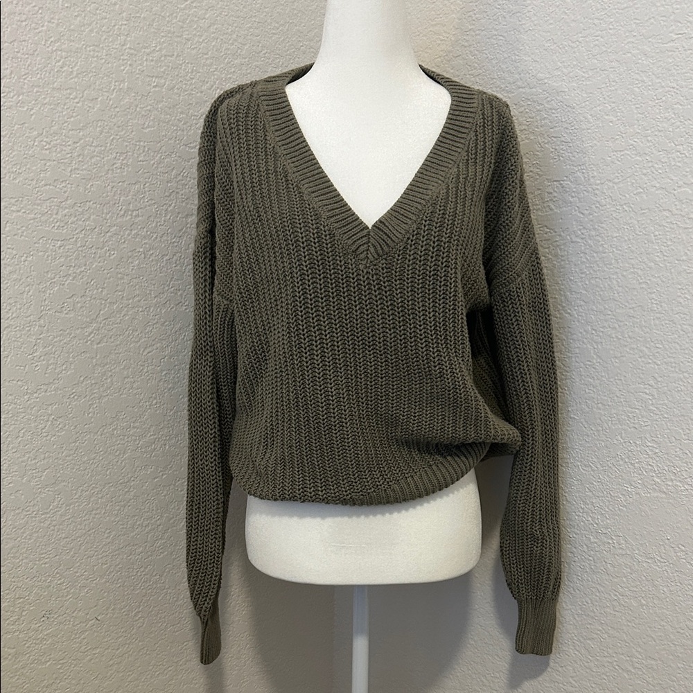 Victoria's Secret V-Neck Sweater - Olive Green
